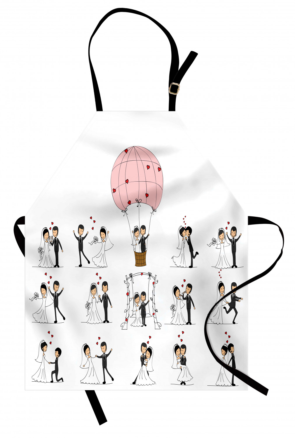 Wedding Apron Unisex Kitchen Bib with Adjustable Neck for Cooking Baking