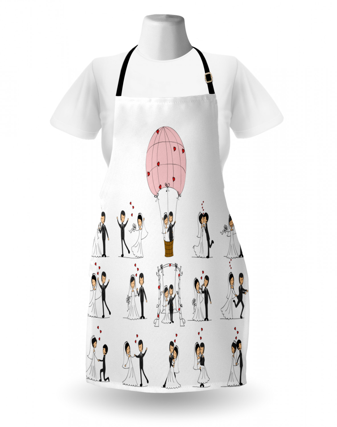 Wedding Apron Unisex Kitchen Bib with Adjustable Neck for Cooking Baking