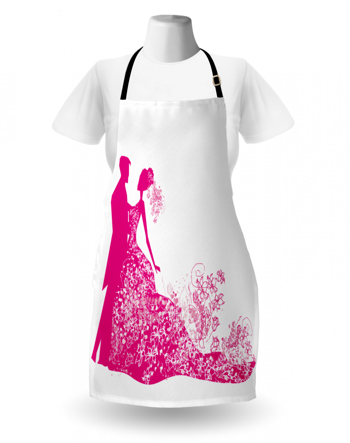 Ambesonne Pinkish Apron Unisex Kitchen Bib with Adjustable Neck Cooking Baking