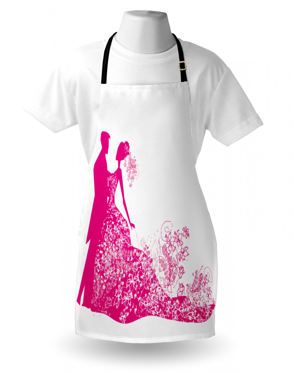 Ambesonne Pinkish Apron Unisex Kitchen Bib with Adjustable Neck Cooking Baking