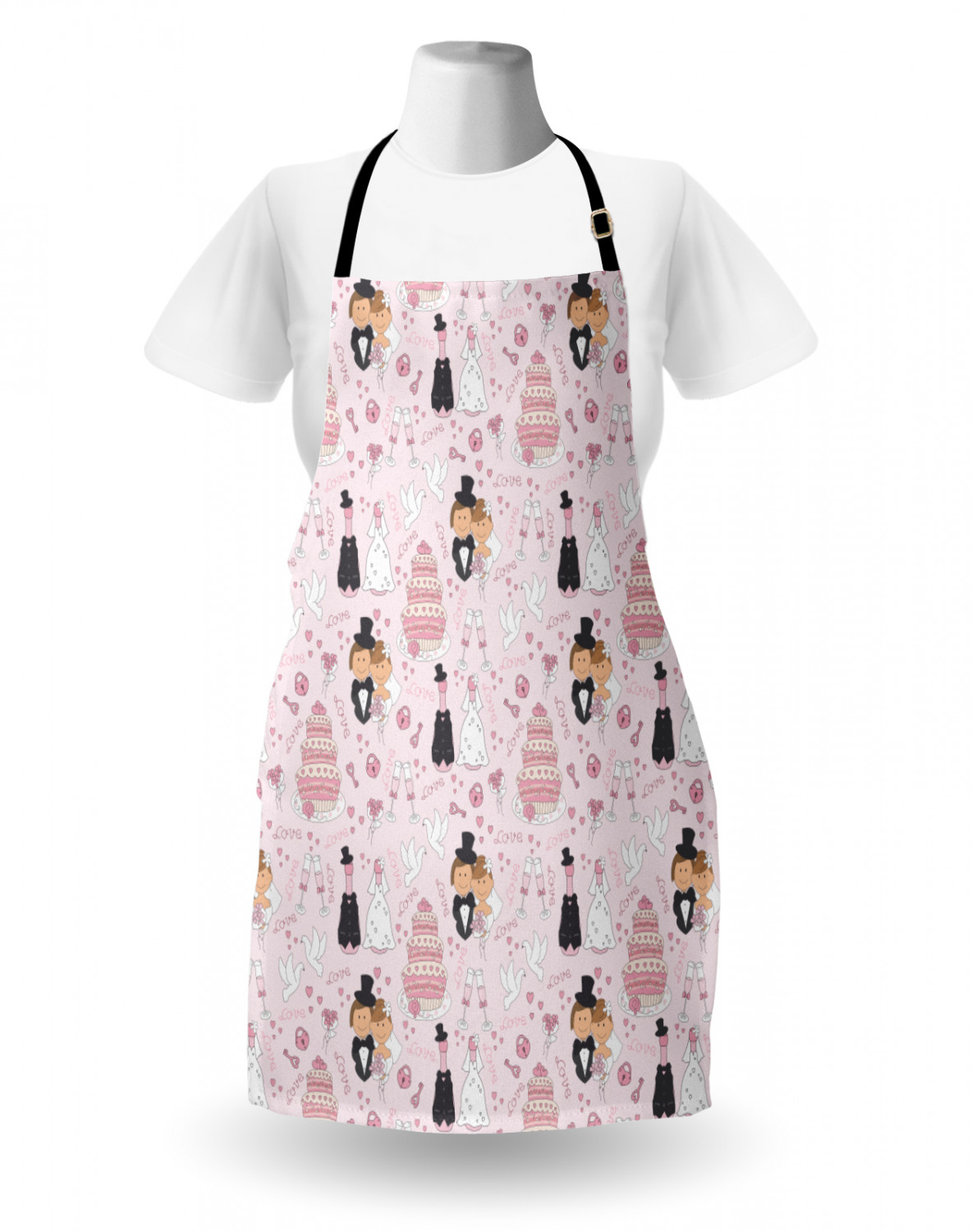 Ambesonne Pinkish Apron Unisex Kitchen Bib with Adjustable Neck Cooking Baking