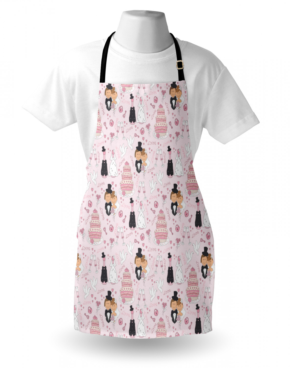 Ambesonne Pinkish Apron Unisex Kitchen Bib with Adjustable Neck Cooking Baking