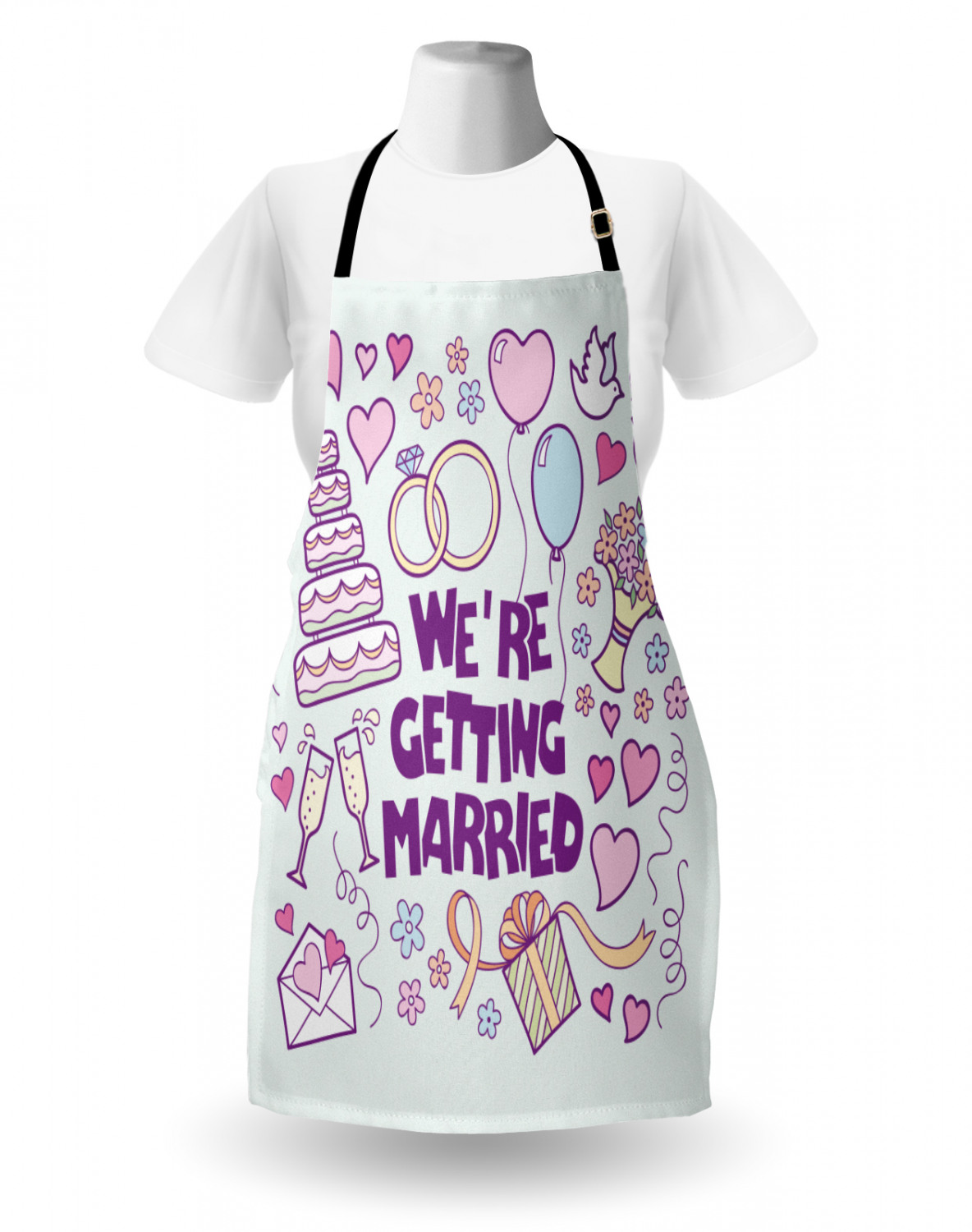 Wedding Apron Unisex Kitchen Bib with Adjustable Neck for Cooking Baking