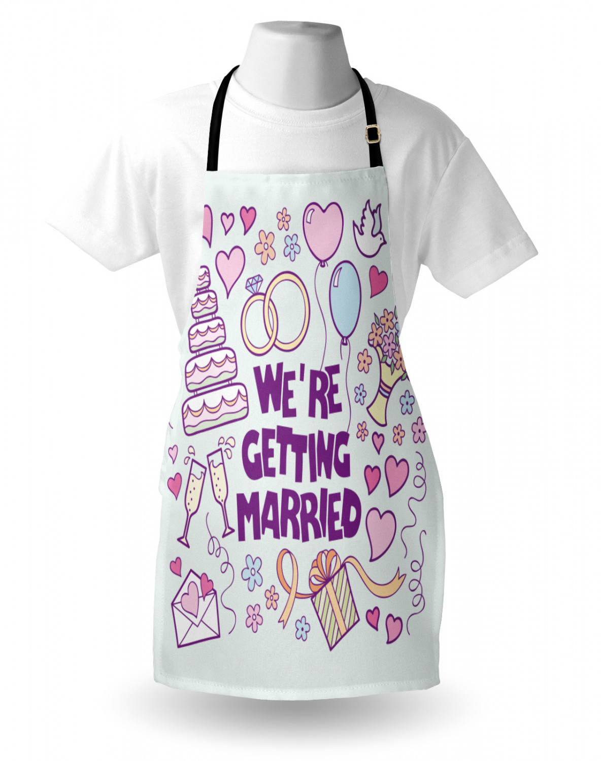 Wedding Apron Unisex Kitchen Bib with Adjustable Neck for Cooking Baking