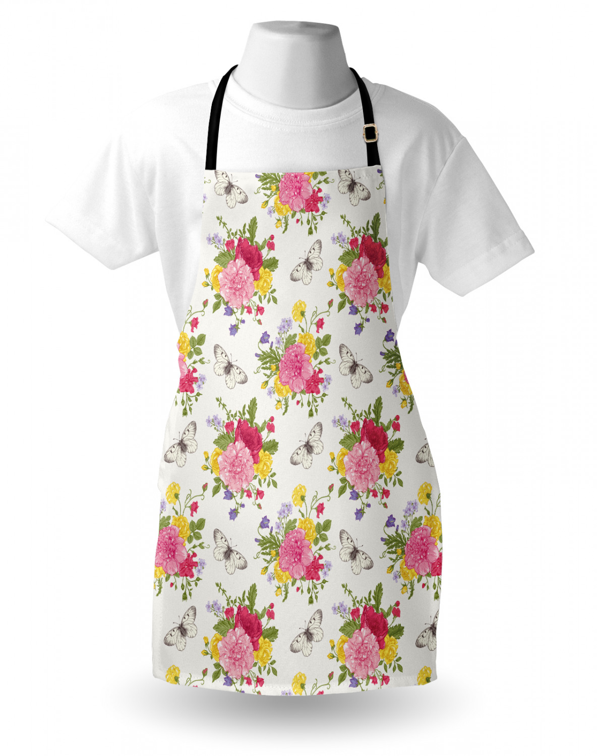 Botanical Flowers Apron Unisex Kitchen Bib With Adjustable Neck Cooking ...