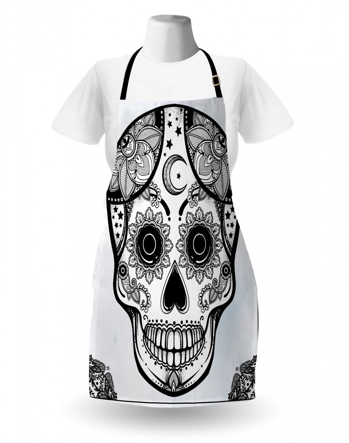 Sugar Skull Apron Unisex Kitchen Bib with Adjustable Neck Cooking ...