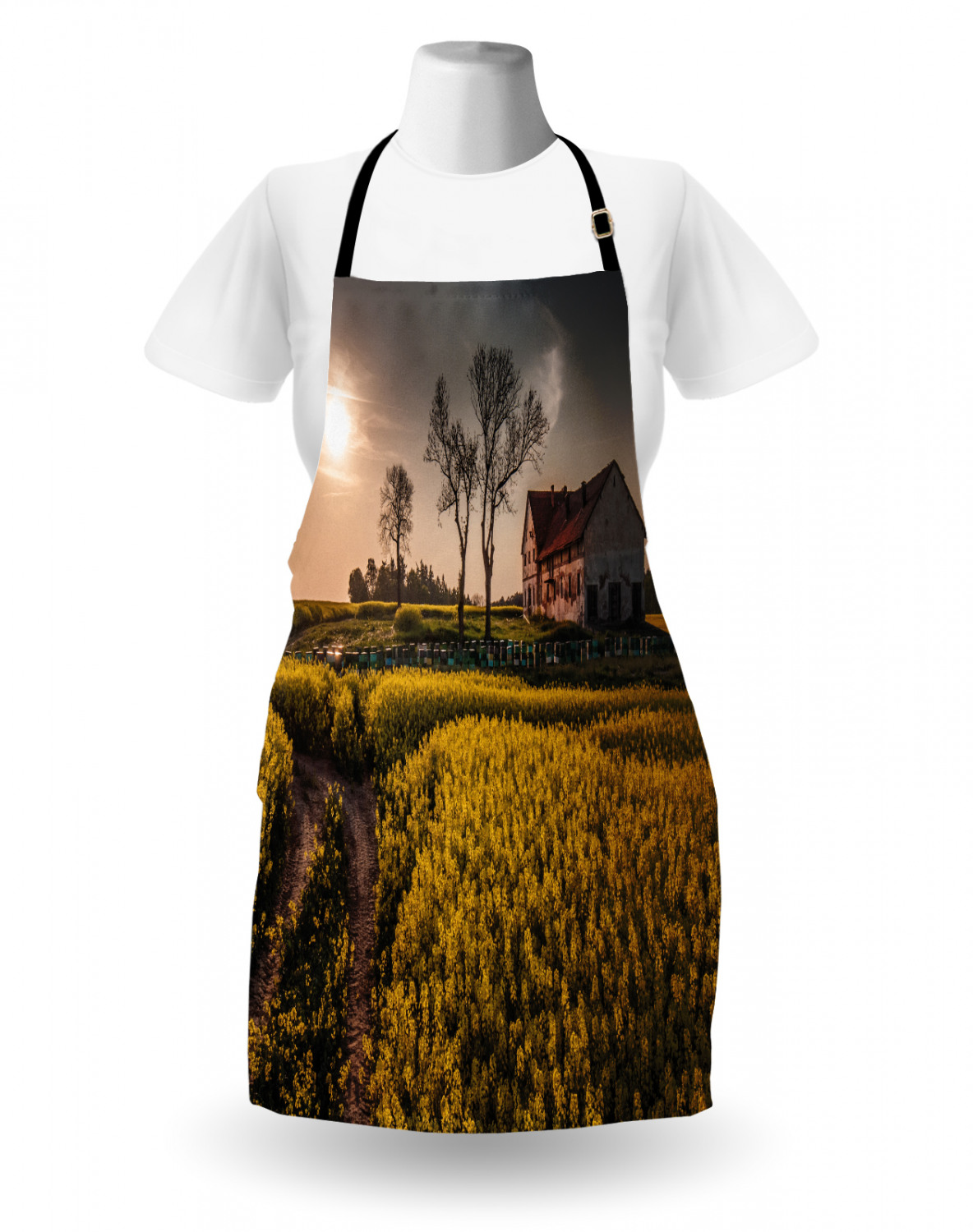 Ambesonne Durable Apron Bib Adjustable Neck for Gardening and Cooking