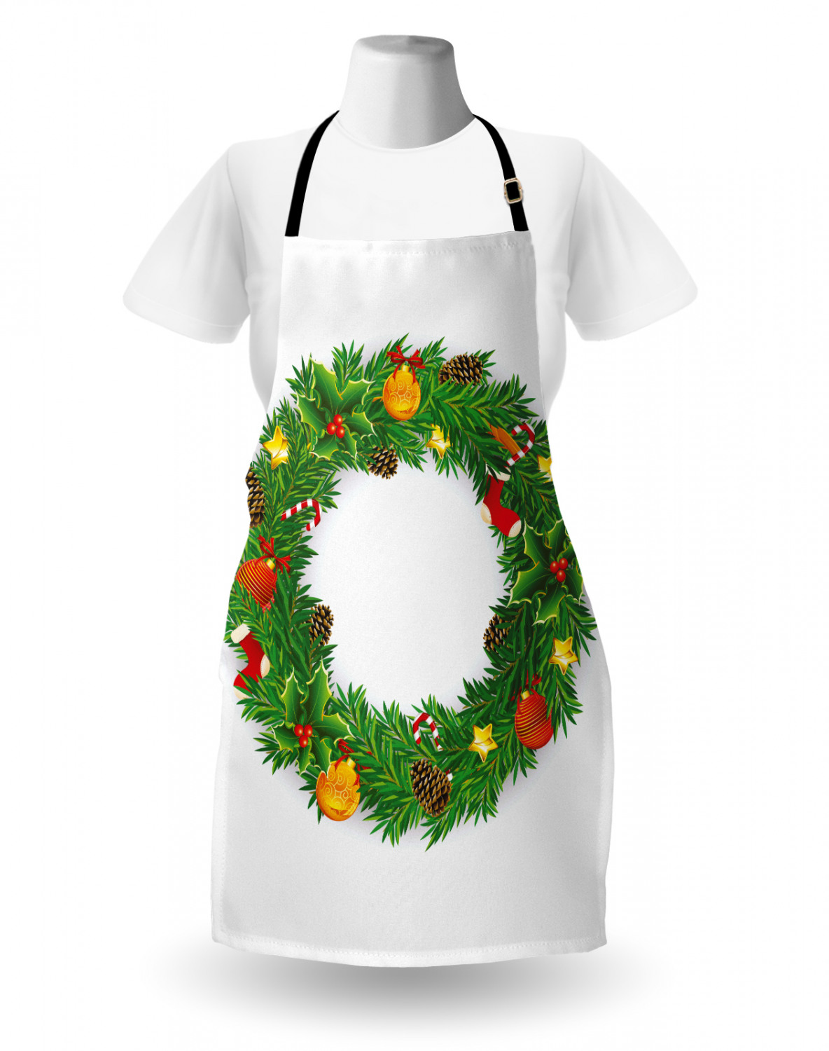 Candy Cane Apron Unisex Kitchen Bib with Adjustable Neck for Cooking
