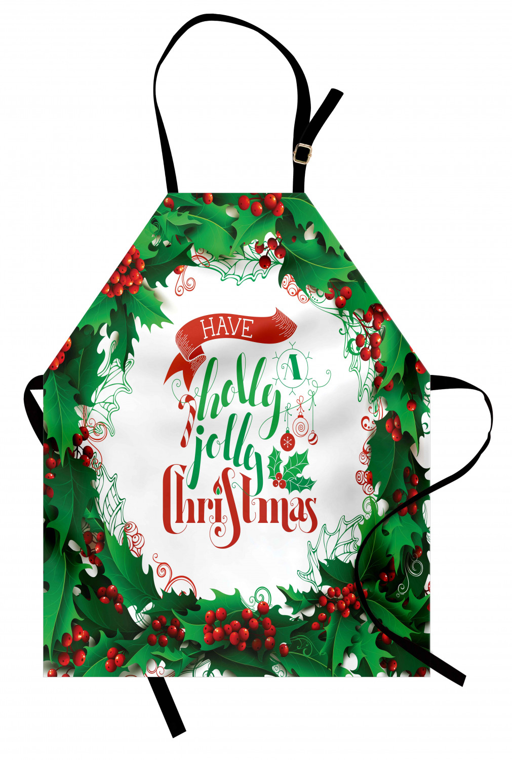 Candy Cane Apron Unisex Kitchen Bib with Adjustable Neck for Cooking