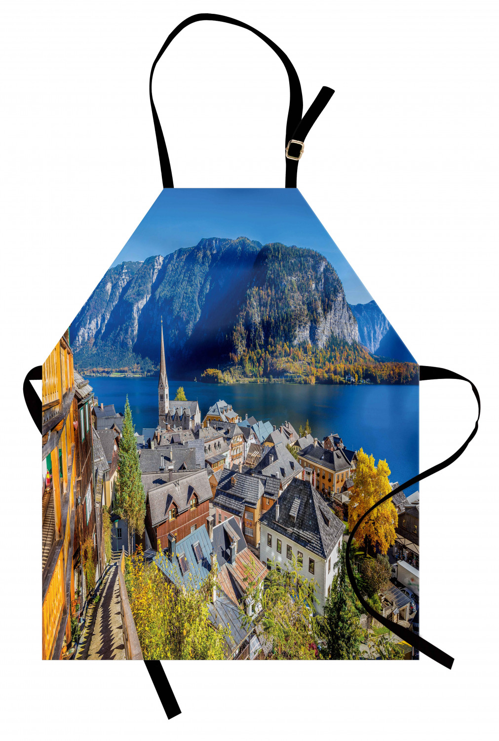 Fall Apron Unisex Kitchen Bib with Adjustable Neck Cooking Ambesonne