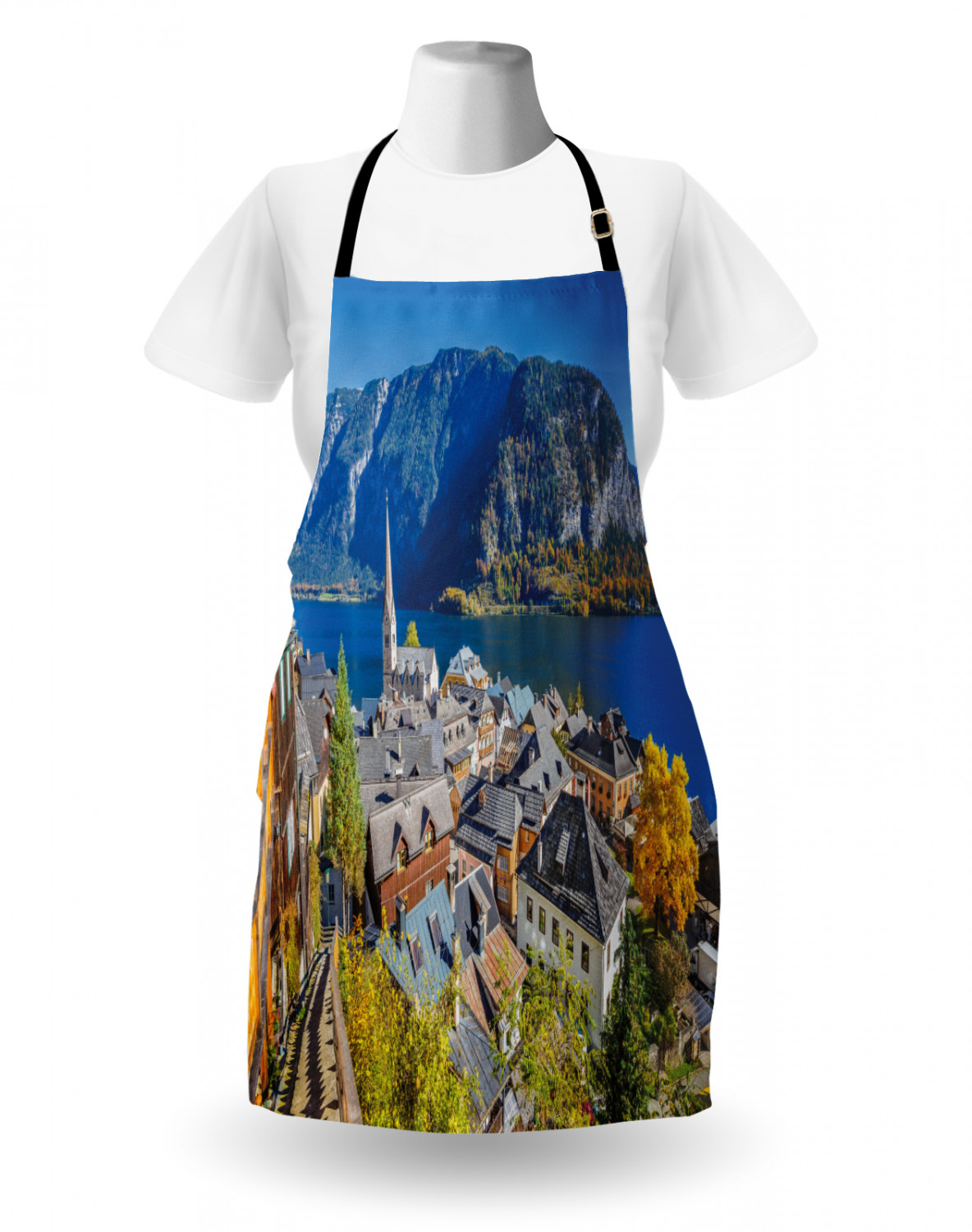 Fall Apron Unisex Kitchen Bib with Adjustable Neck Cooking Ambesonne