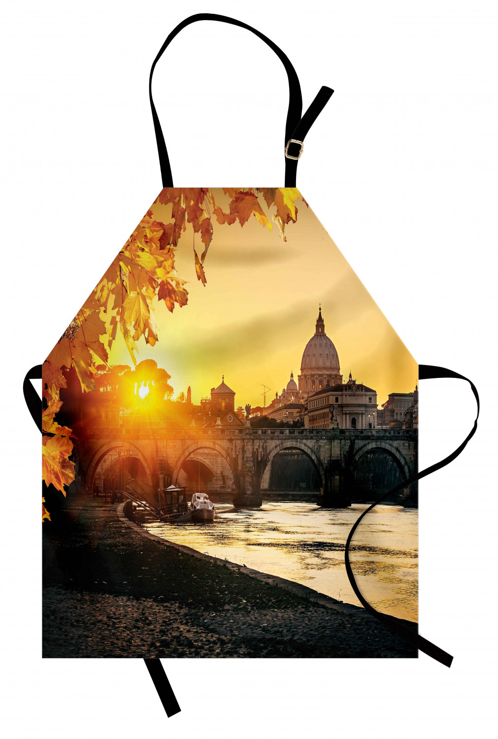 Fall Apron Unisex Kitchen Bib with Adjustable Neck Cooking Ambesonne