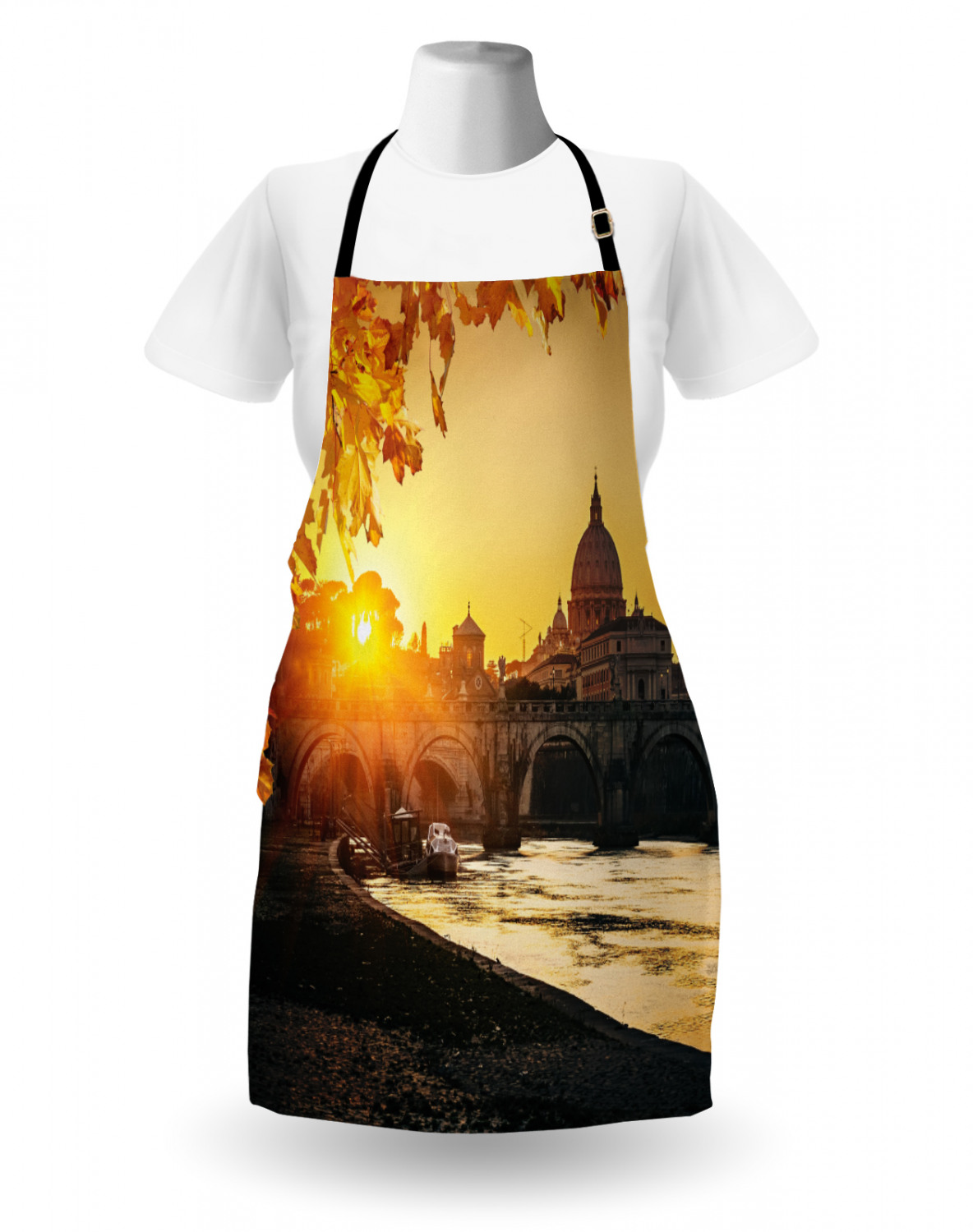 Fall Apron Unisex Kitchen Bib with Adjustable Neck Cooking Ambesonne