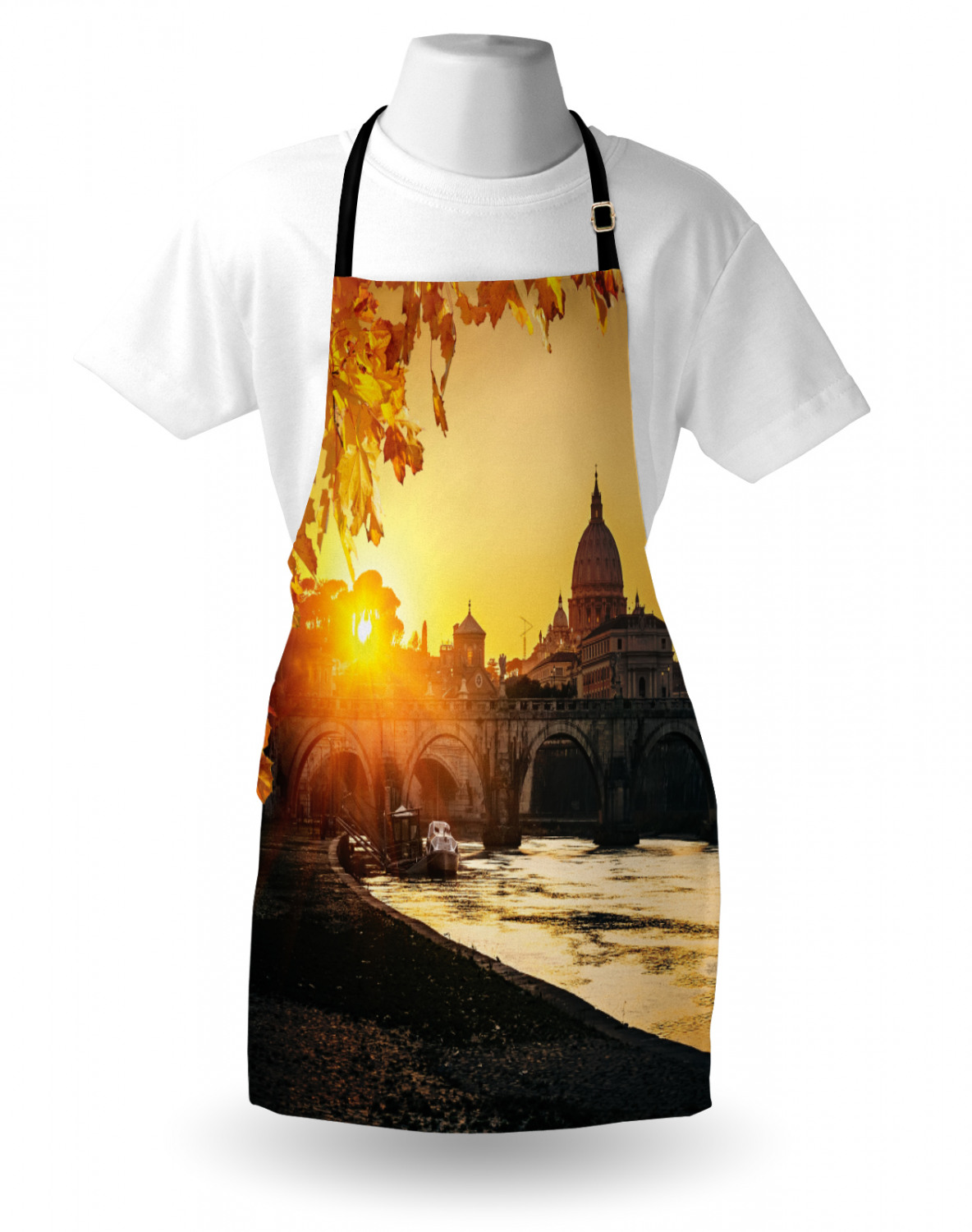 Fall Apron Unisex Kitchen Bib with Adjustable Neck Cooking Ambesonne