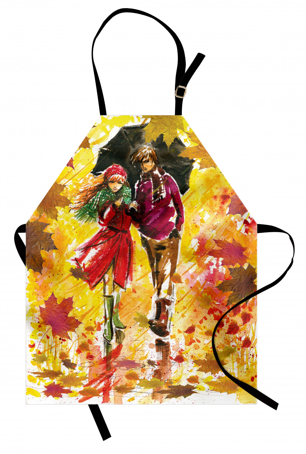 Fall Apron Unisex Kitchen Bib with Adjustable Neck Cooking Ambesonne