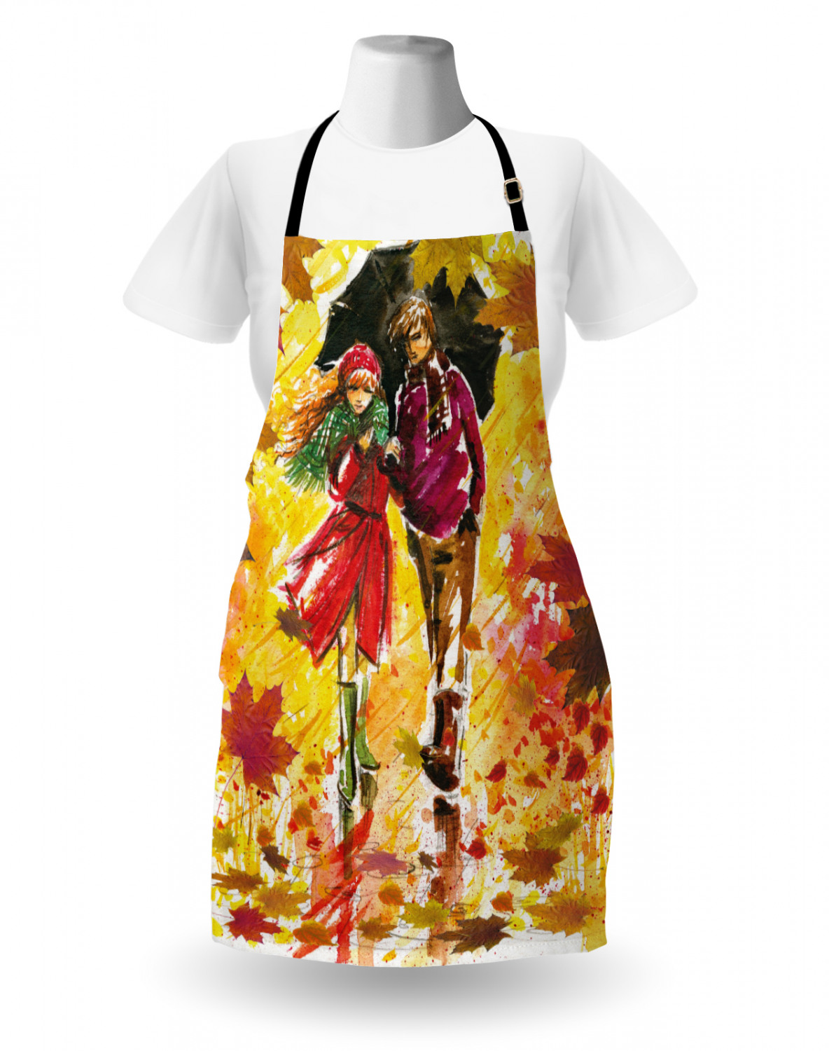 Fall Apron Unisex Kitchen Bib with Adjustable Neck Cooking Ambesonne