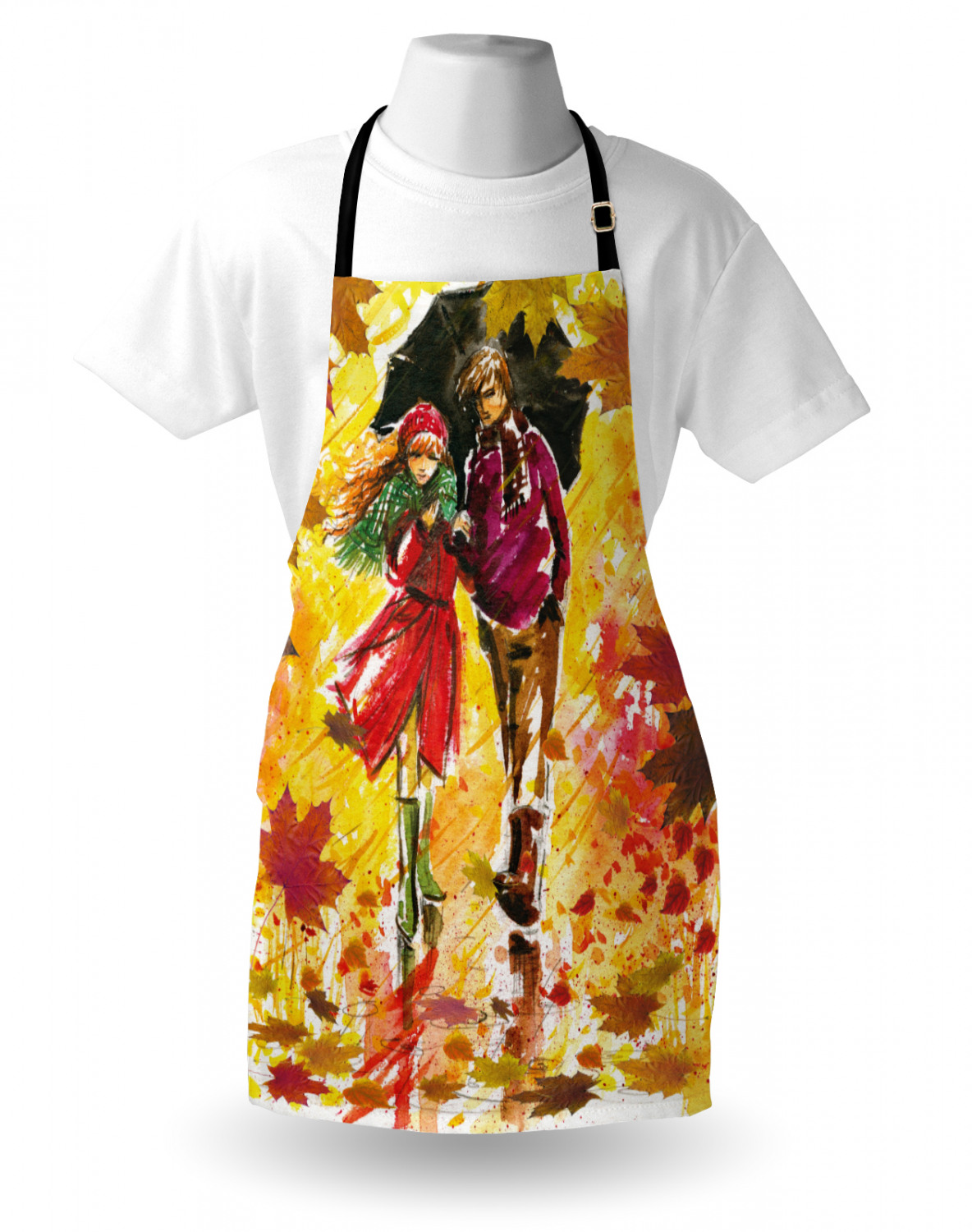 Fall Apron Unisex Kitchen Bib with Adjustable Neck Cooking Ambesonne