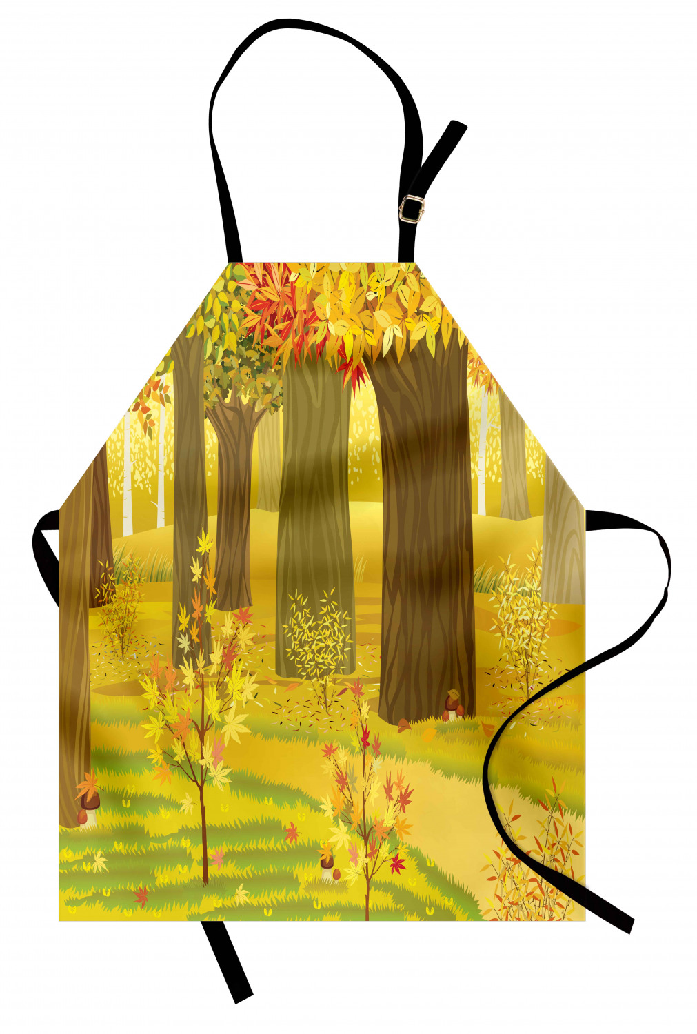 Fall Apron Unisex Kitchen Bib with Adjustable Neck Cooking Ambesonne