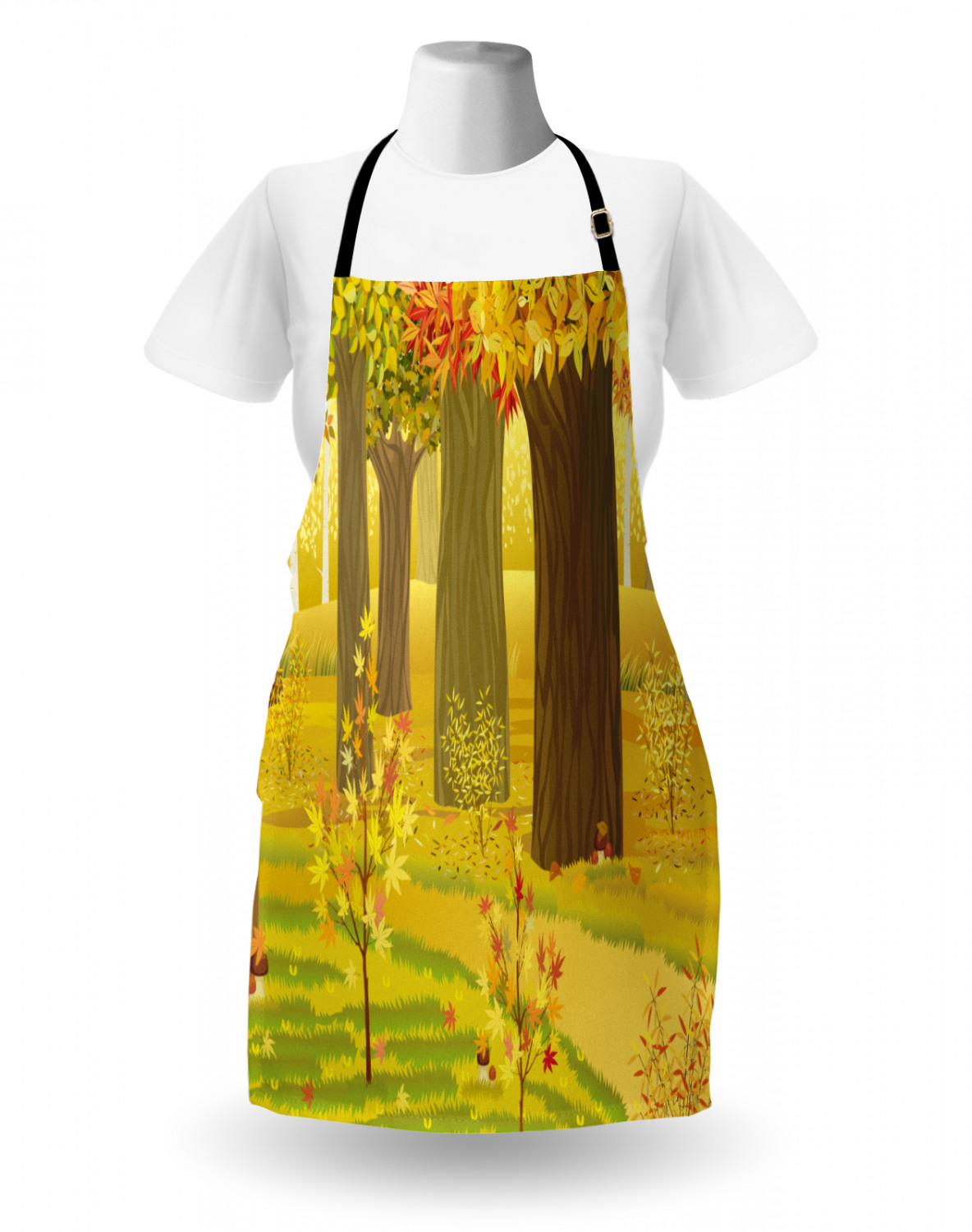 Fall Apron Unisex Kitchen Bib with Adjustable Neck Cooking Ambesonne