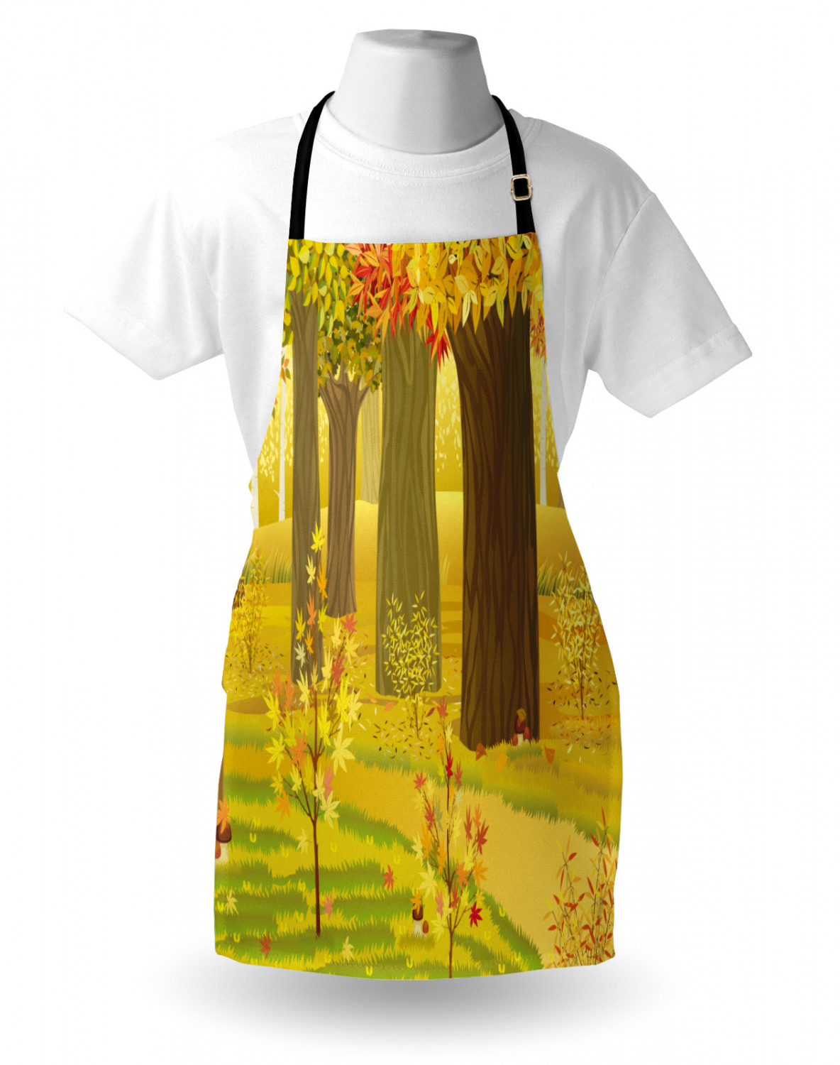 Fall Apron Unisex Kitchen Bib with Adjustable Neck Cooking Ambesonne