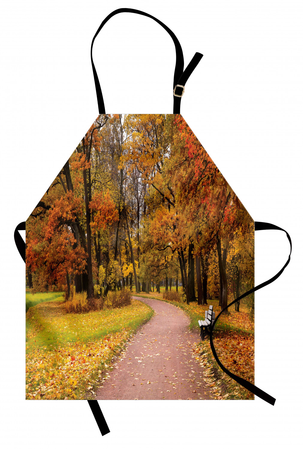 Fall Apron Unisex Kitchen Bib with Adjustable Neck Cooking Ambesonne