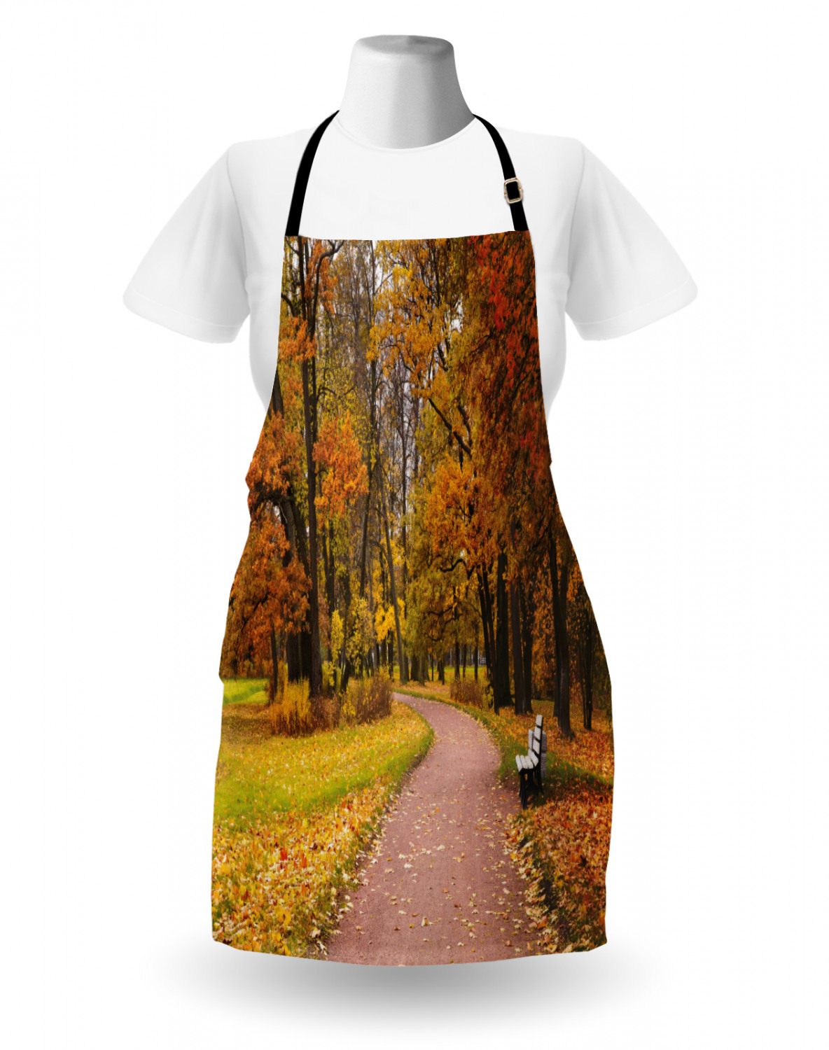 Fall Apron Unisex Kitchen Bib with Adjustable Neck Cooking Ambesonne