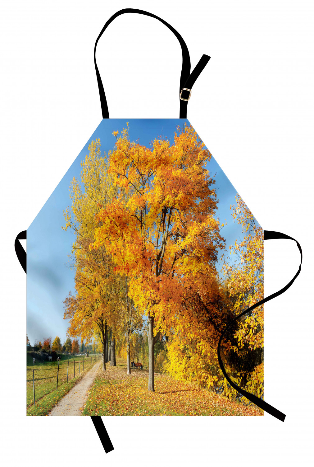 Fall Apron Unisex Kitchen Bib with Adjustable Neck Cooking Ambesonne