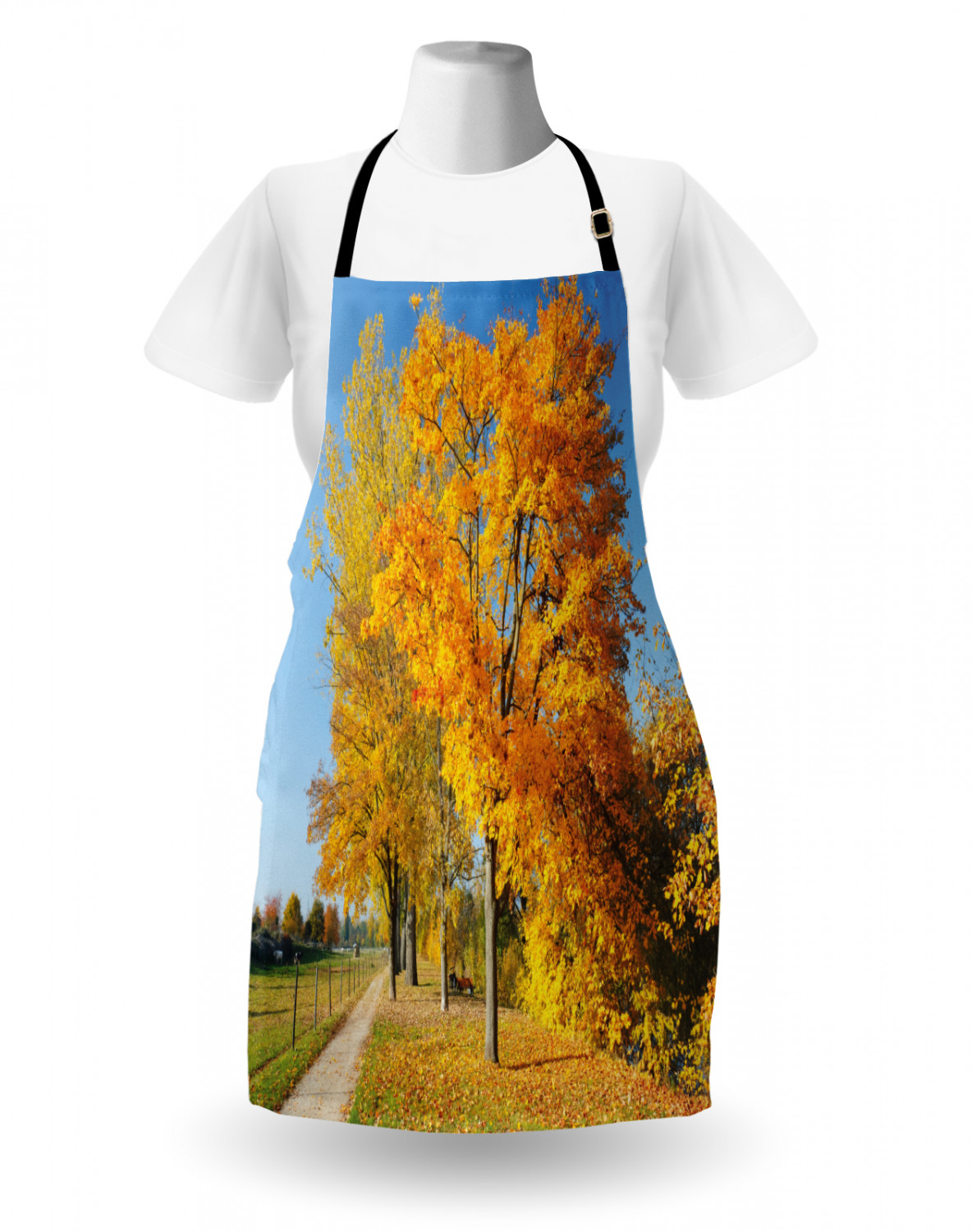 Fall Apron Unisex Kitchen Bib with Adjustable Neck Cooking Ambesonne