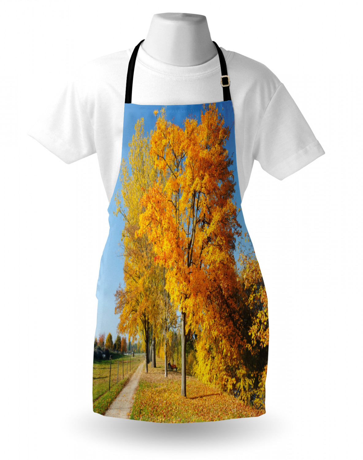 Fall Apron Unisex Kitchen Bib with Adjustable Neck Cooking Ambesonne