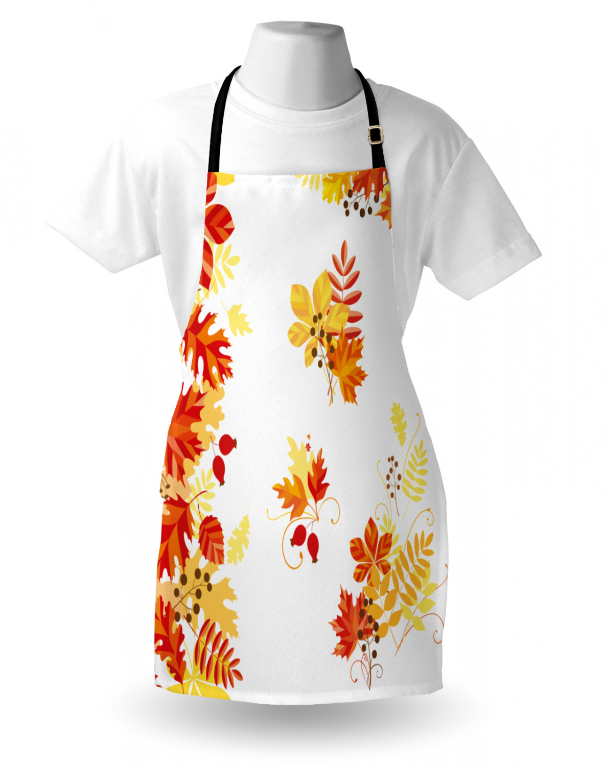 Fall Apron Unisex Kitchen Bib with Adjustable Neck Cooking Ambesonne