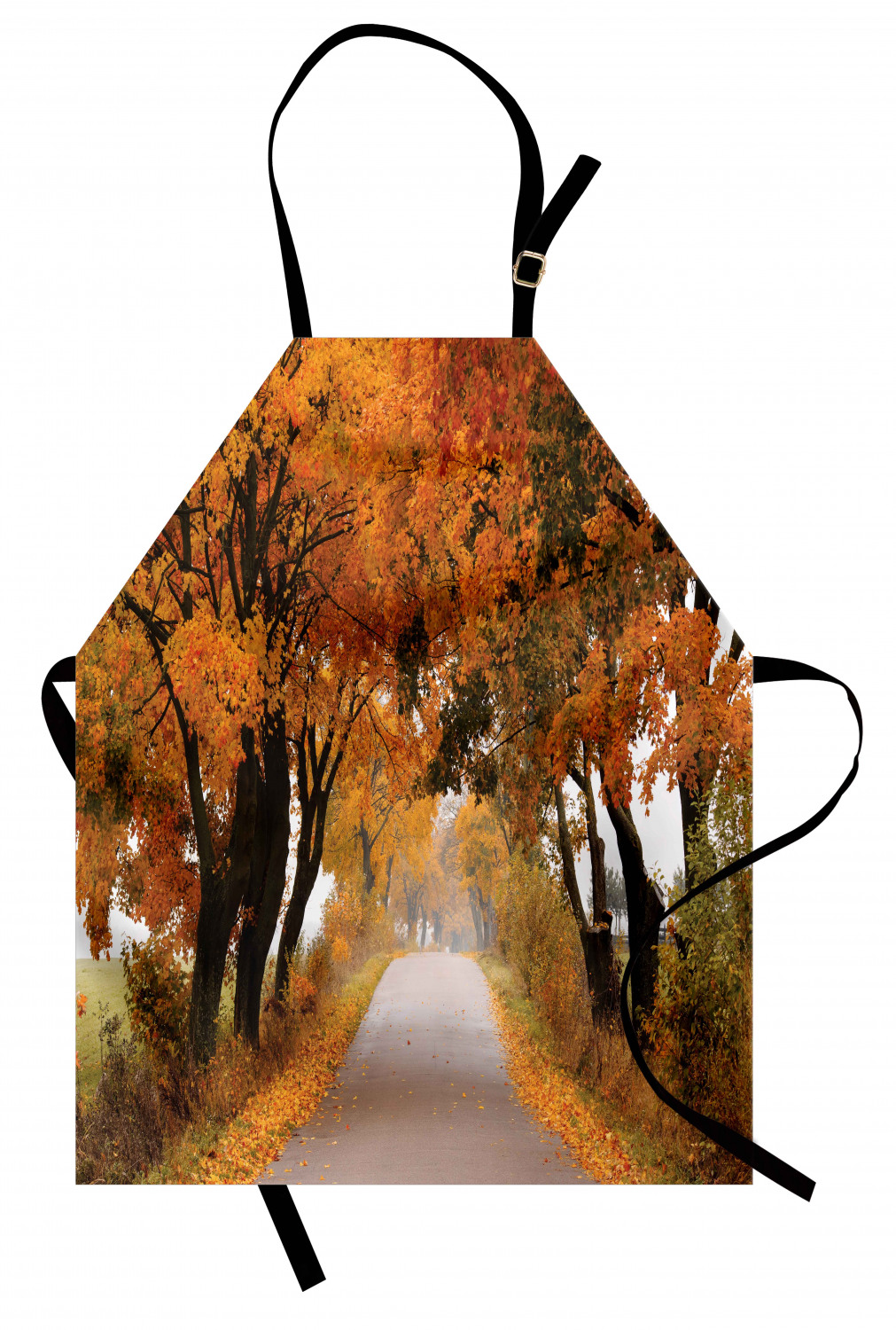 Fall Apron Unisex Kitchen Bib with Adjustable Neck Cooking Ambesonne