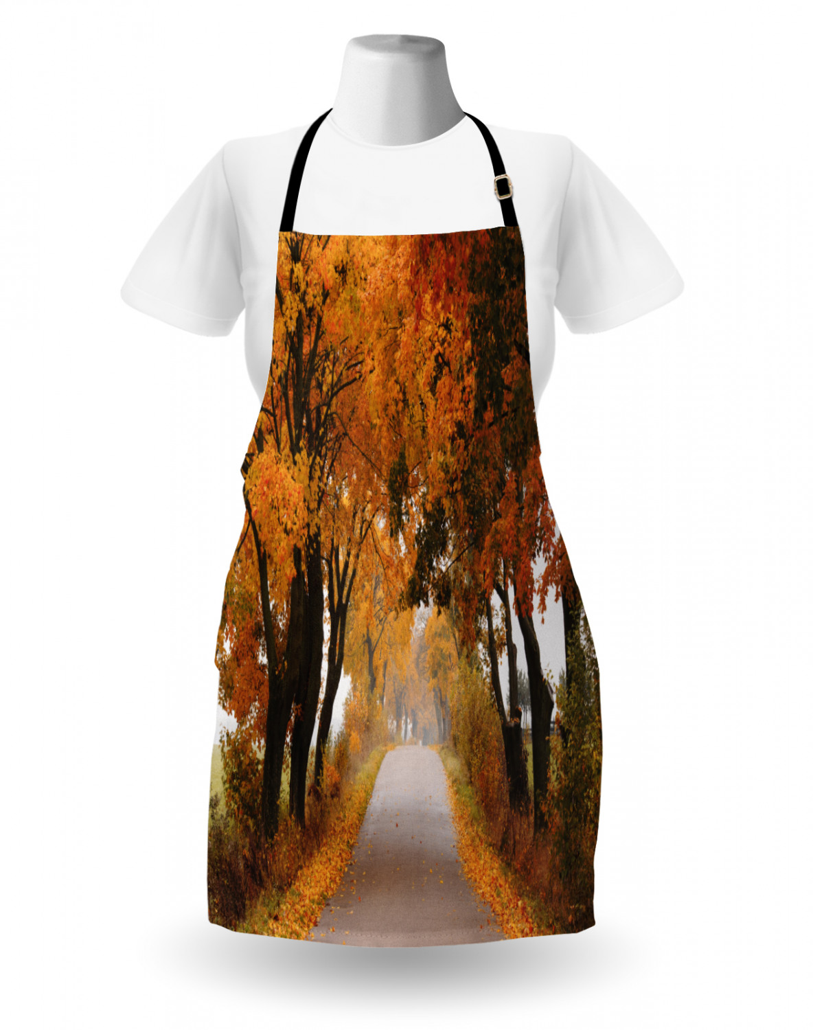 Fall Apron Unisex Kitchen Bib with Adjustable Neck Cooking Ambesonne