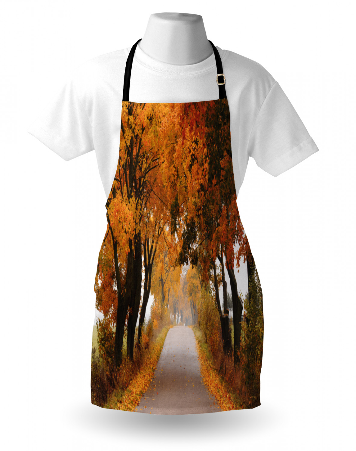 Fall Apron Unisex Kitchen Bib with Adjustable Neck Cooking Ambesonne