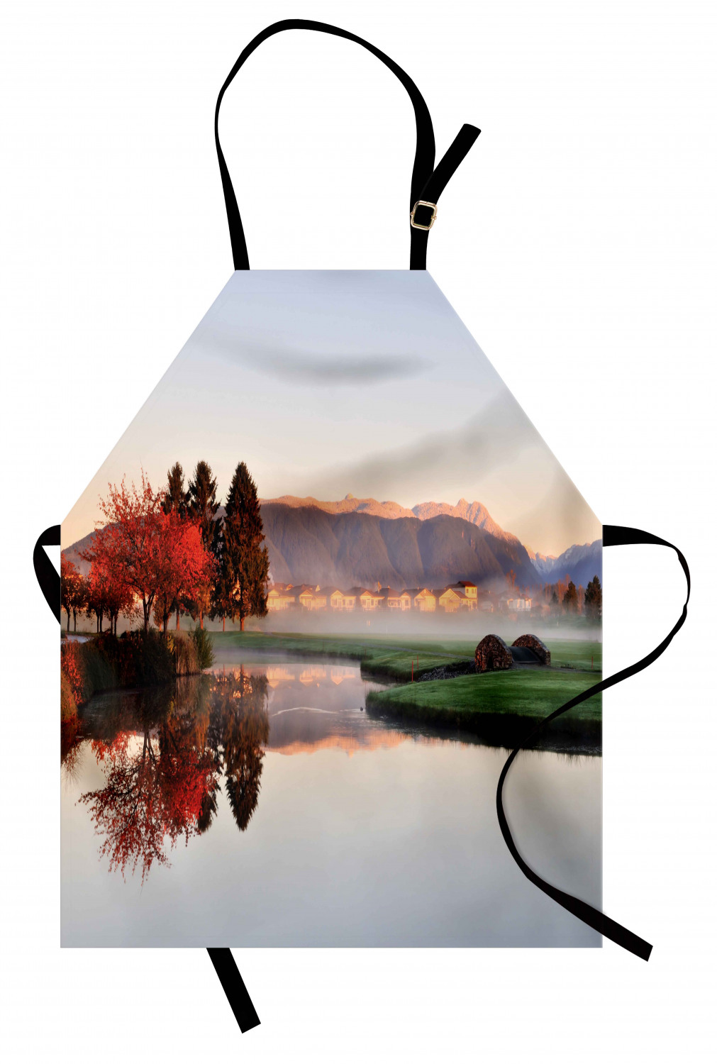 Fall Apron Unisex Kitchen Bib with Adjustable Neck Cooking Ambesonne