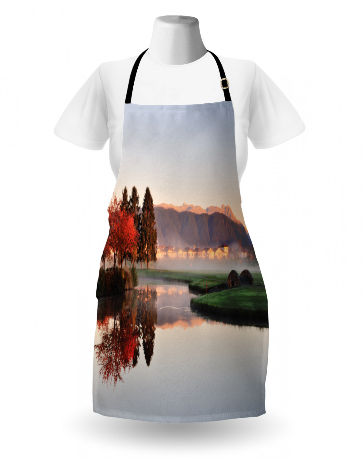 Fall Apron Unisex Kitchen Bib with Adjustable Neck Cooking Ambesonne