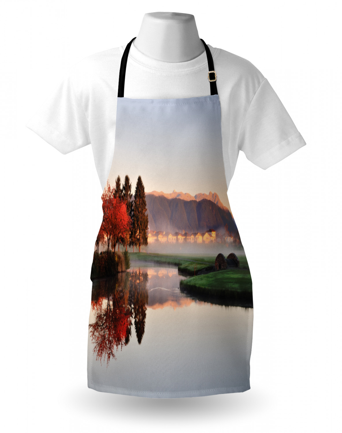 Fall Apron Unisex Kitchen Bib with Adjustable Neck Cooking Ambesonne