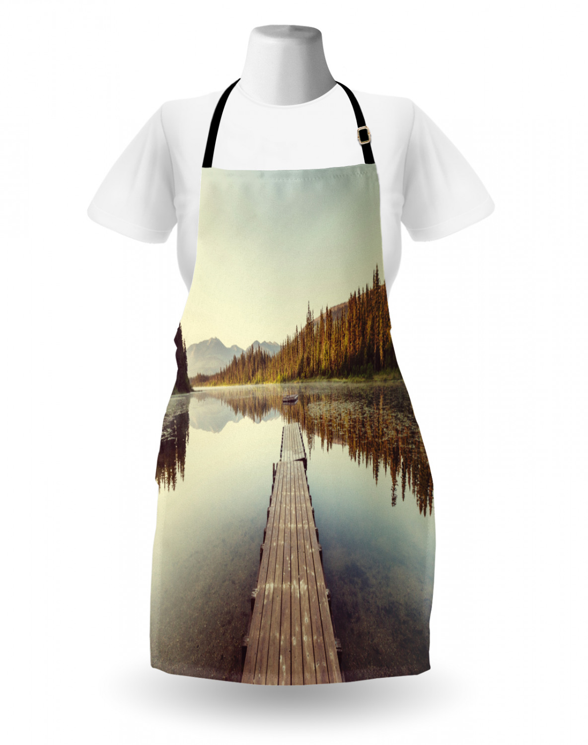 Fall Apron Unisex Kitchen Bib with Adjustable Neck Cooking Ambesonne