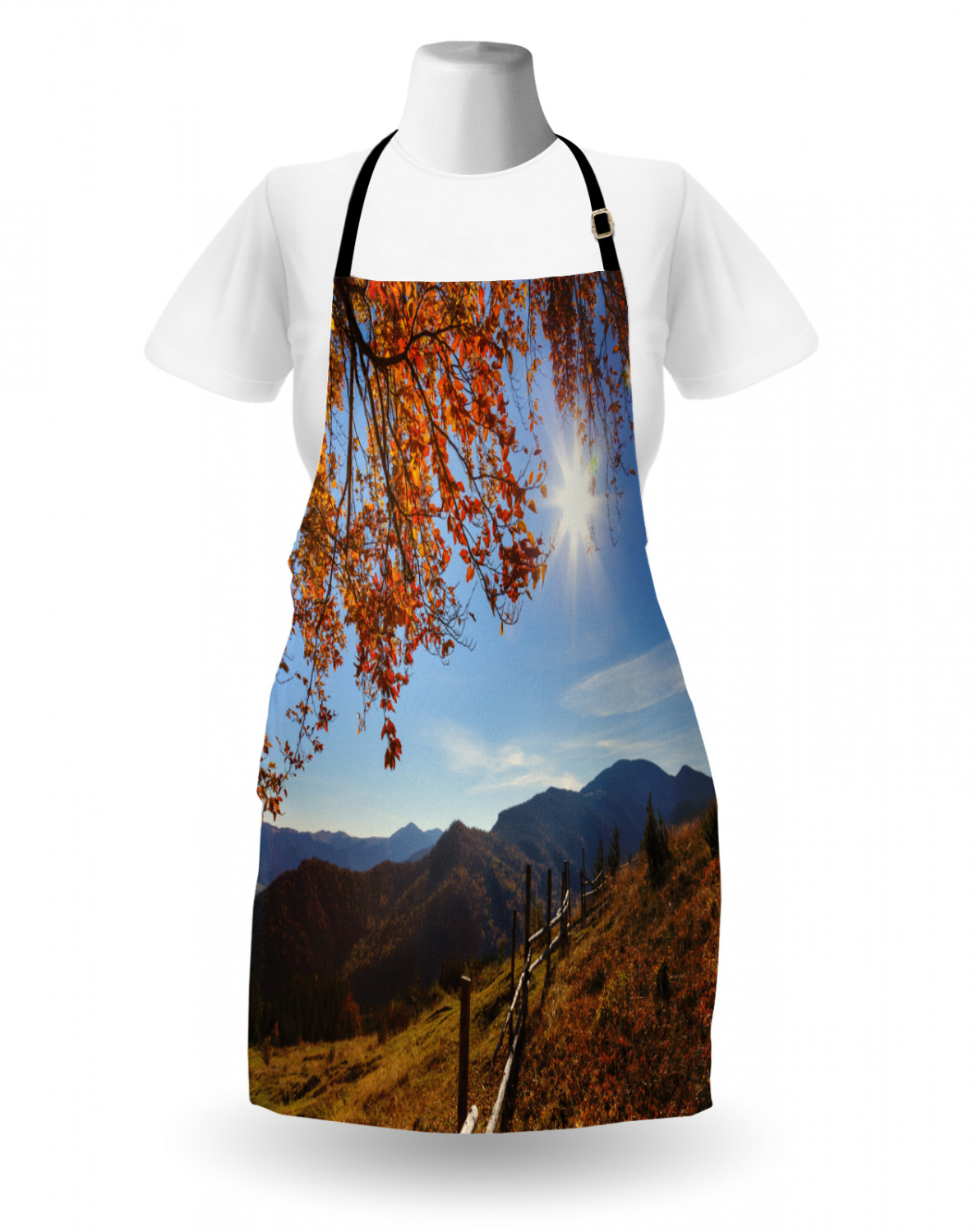 Fall Apron Unisex Kitchen Bib with Adjustable Neck Cooking Ambesonne