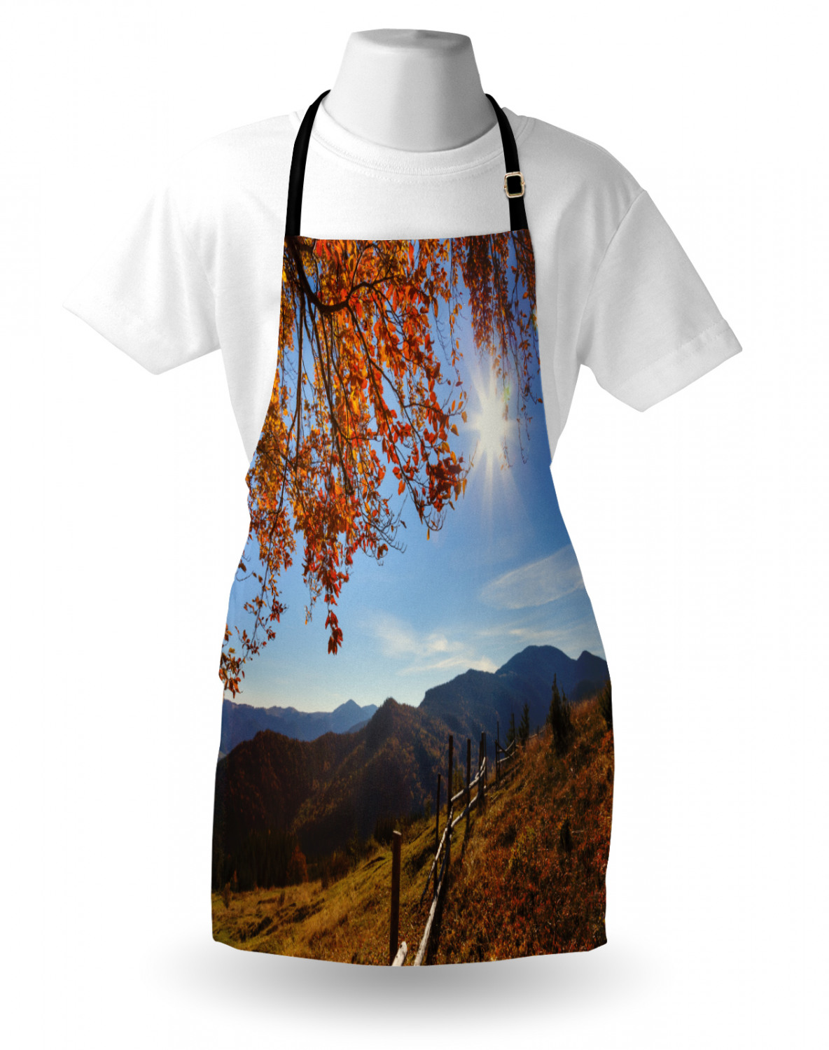 Fall Apron Unisex Kitchen Bib with Adjustable Neck Cooking Ambesonne