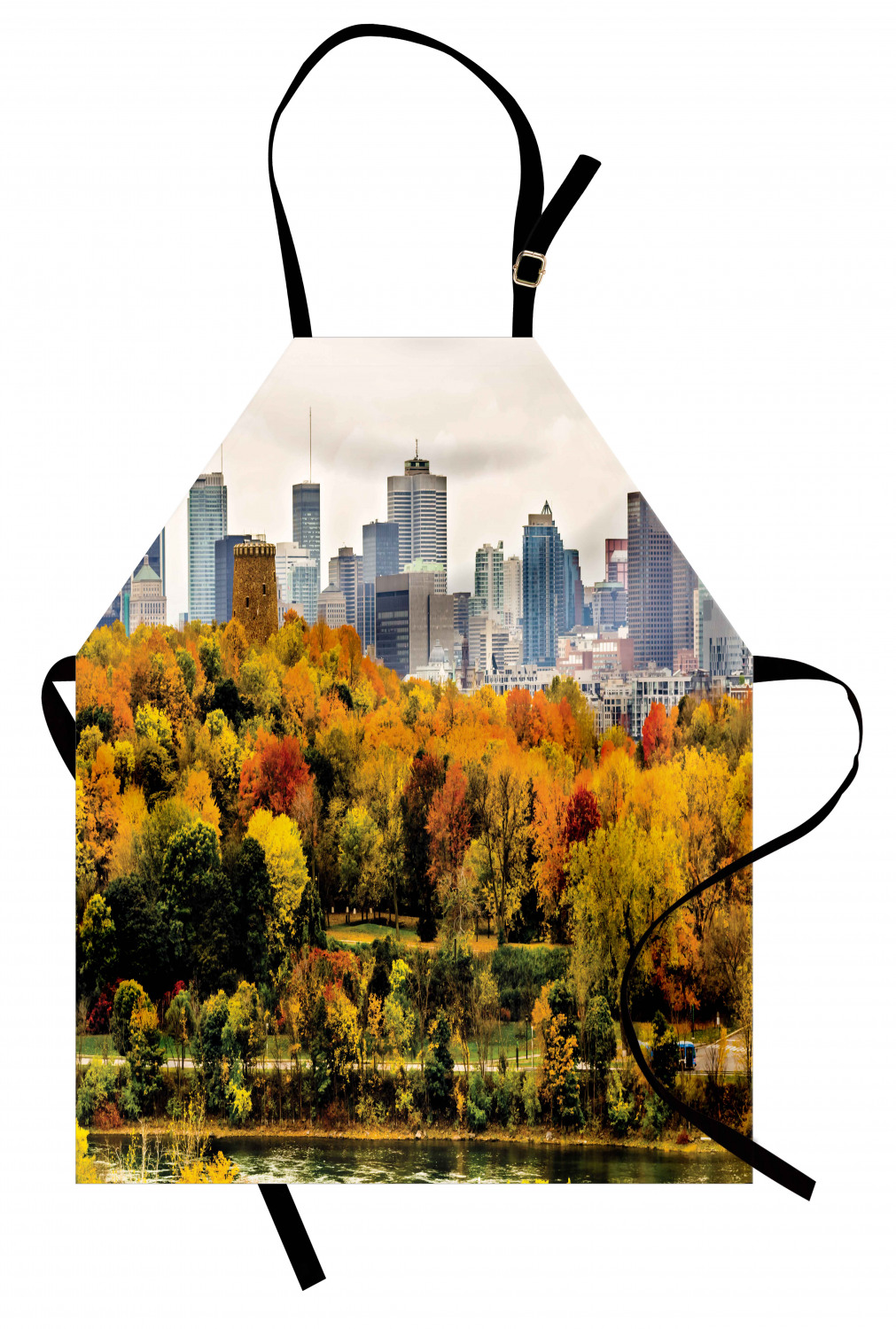 Fall Apron Unisex Kitchen Bib with Adjustable Neck Cooking Ambesonne