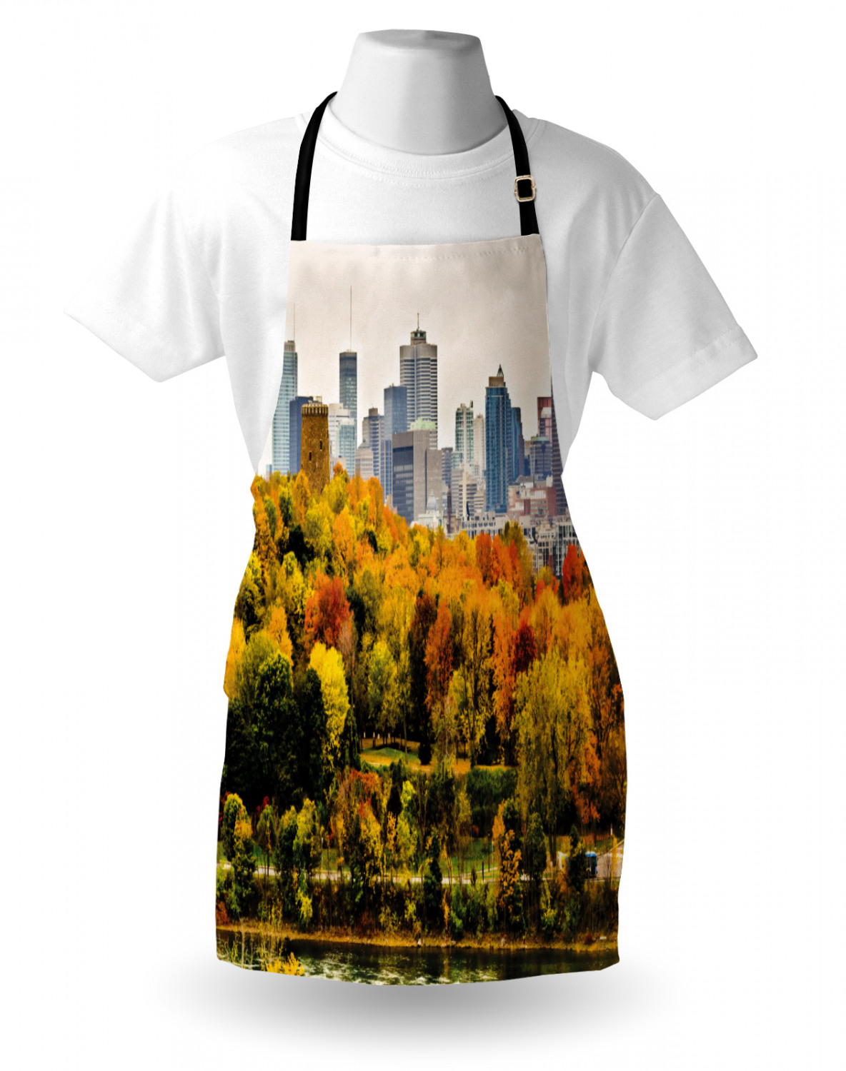 Fall Apron Unisex Kitchen Bib with Adjustable Neck Cooking Ambesonne