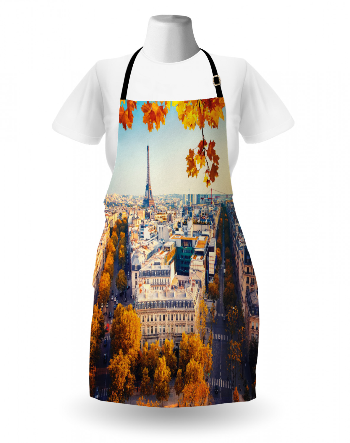 Fall Apron Unisex Kitchen Bib with Adjustable Neck Cooking Ambesonne