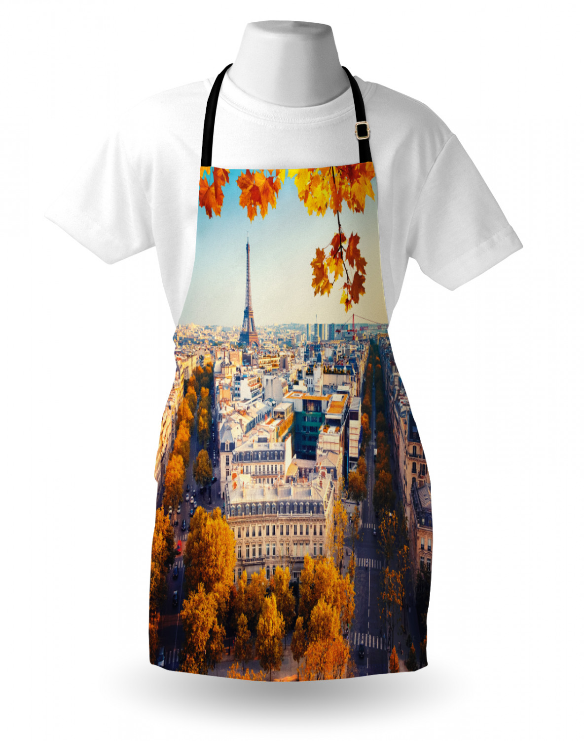 Fall Apron Unisex Kitchen Bib with Adjustable Neck Cooking Ambesonne