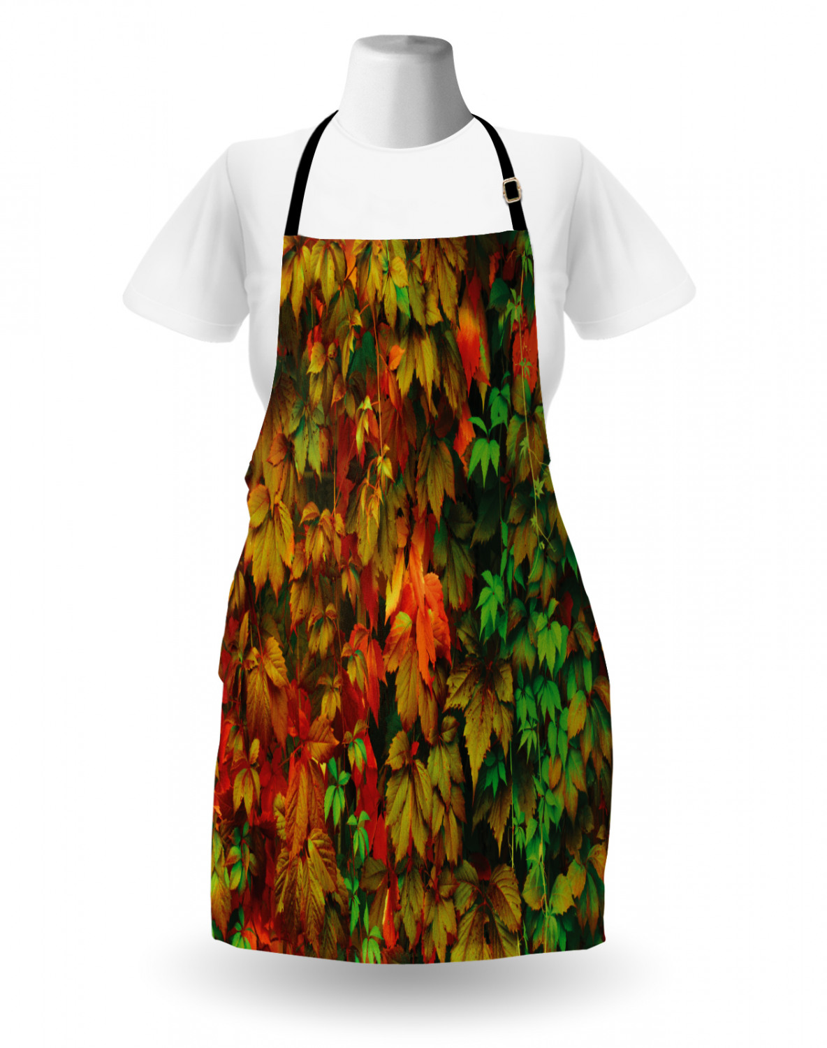 Fall Apron Unisex Kitchen Bib with Adjustable Neck Cooking Ambesonne