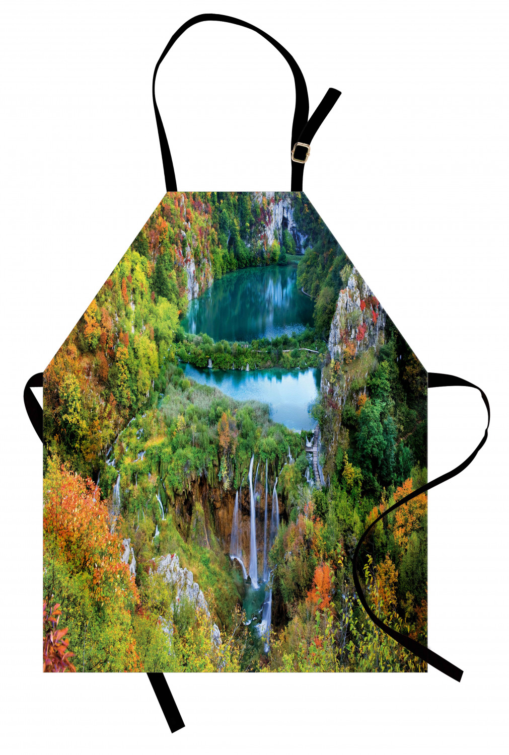 Fall Apron Unisex Kitchen Bib with Adjustable Neck Cooking Ambesonne