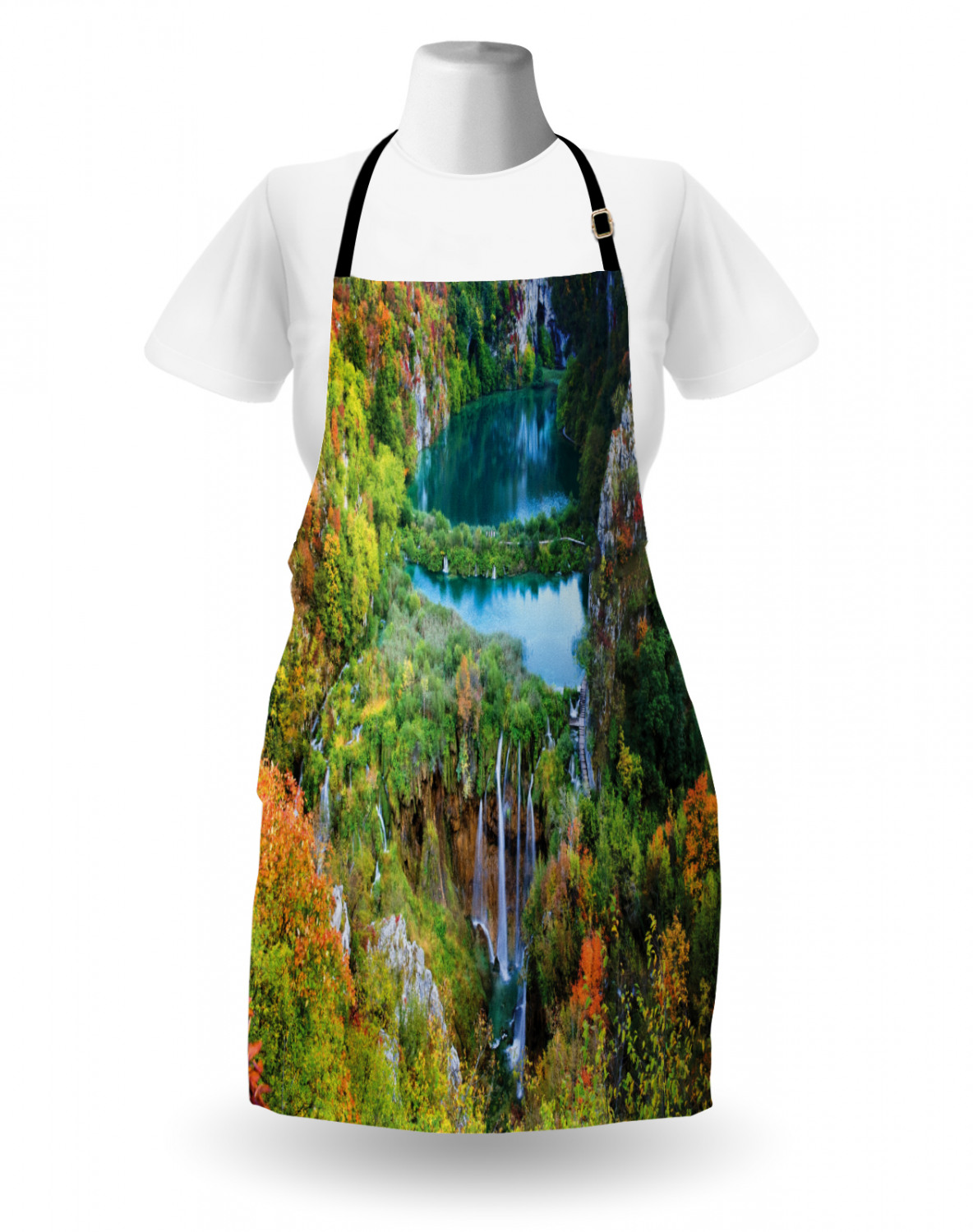 Fall Apron Unisex Kitchen Bib with Adjustable Neck Cooking Ambesonne