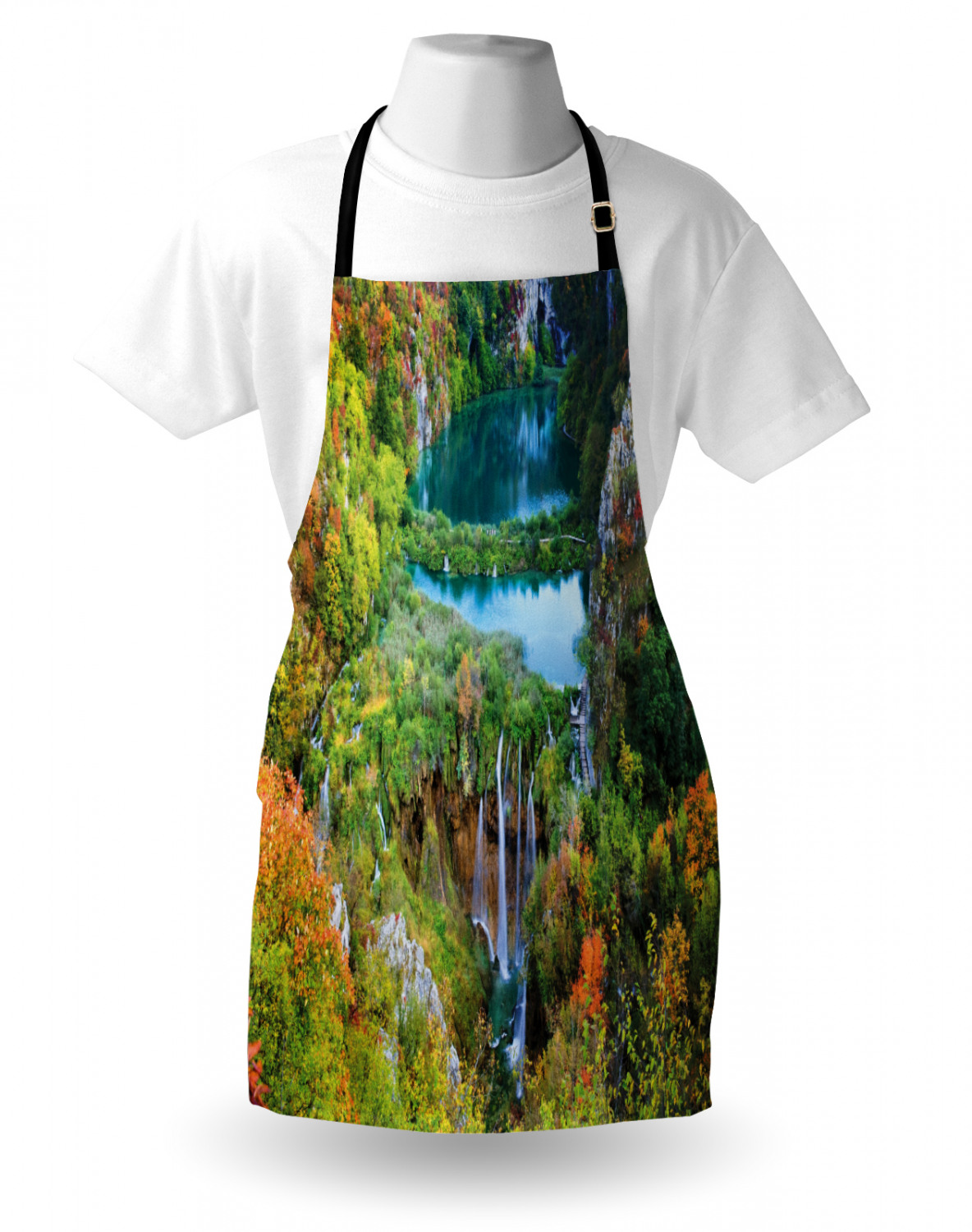 Fall Apron Unisex Kitchen Bib with Adjustable Neck Cooking Ambesonne