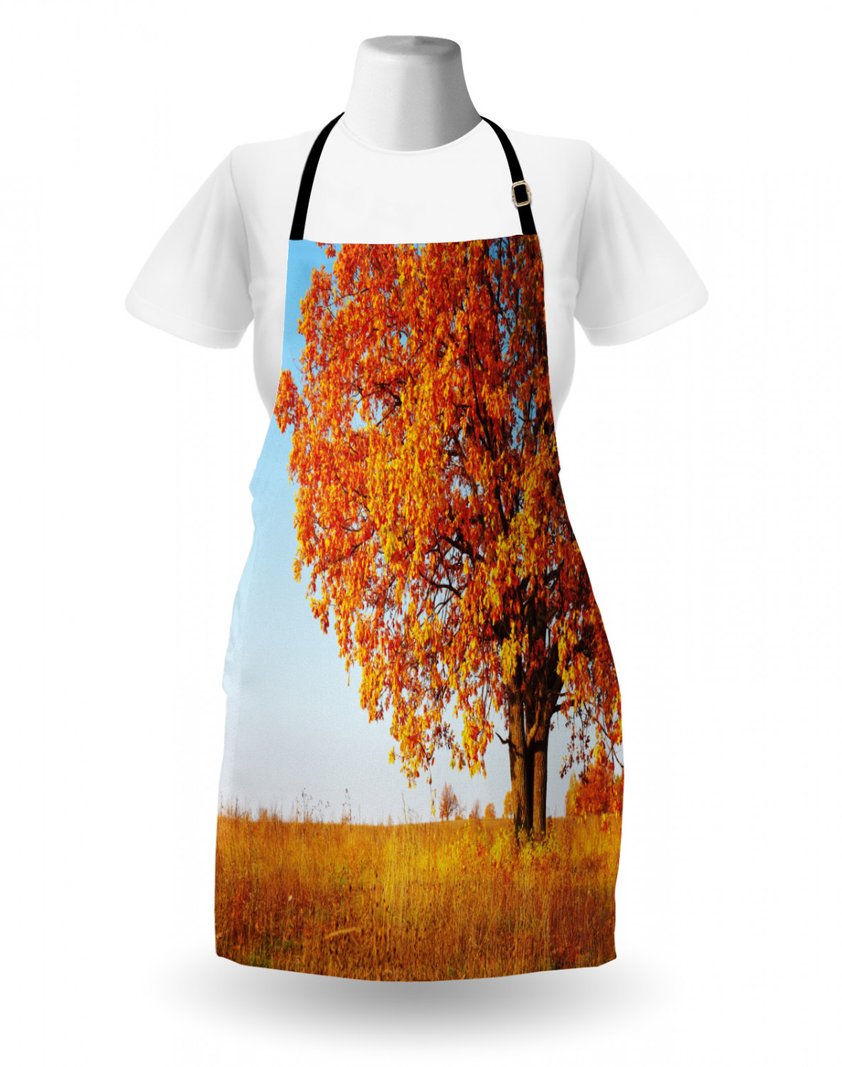 Fall Apron Unisex Kitchen Bib with Adjustable Neck Cooking Ambesonne