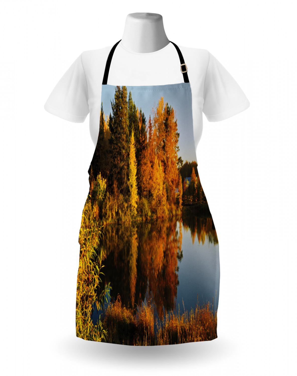 Fall Apron Unisex Kitchen Bib with Adjustable Neck Cooking Ambesonne