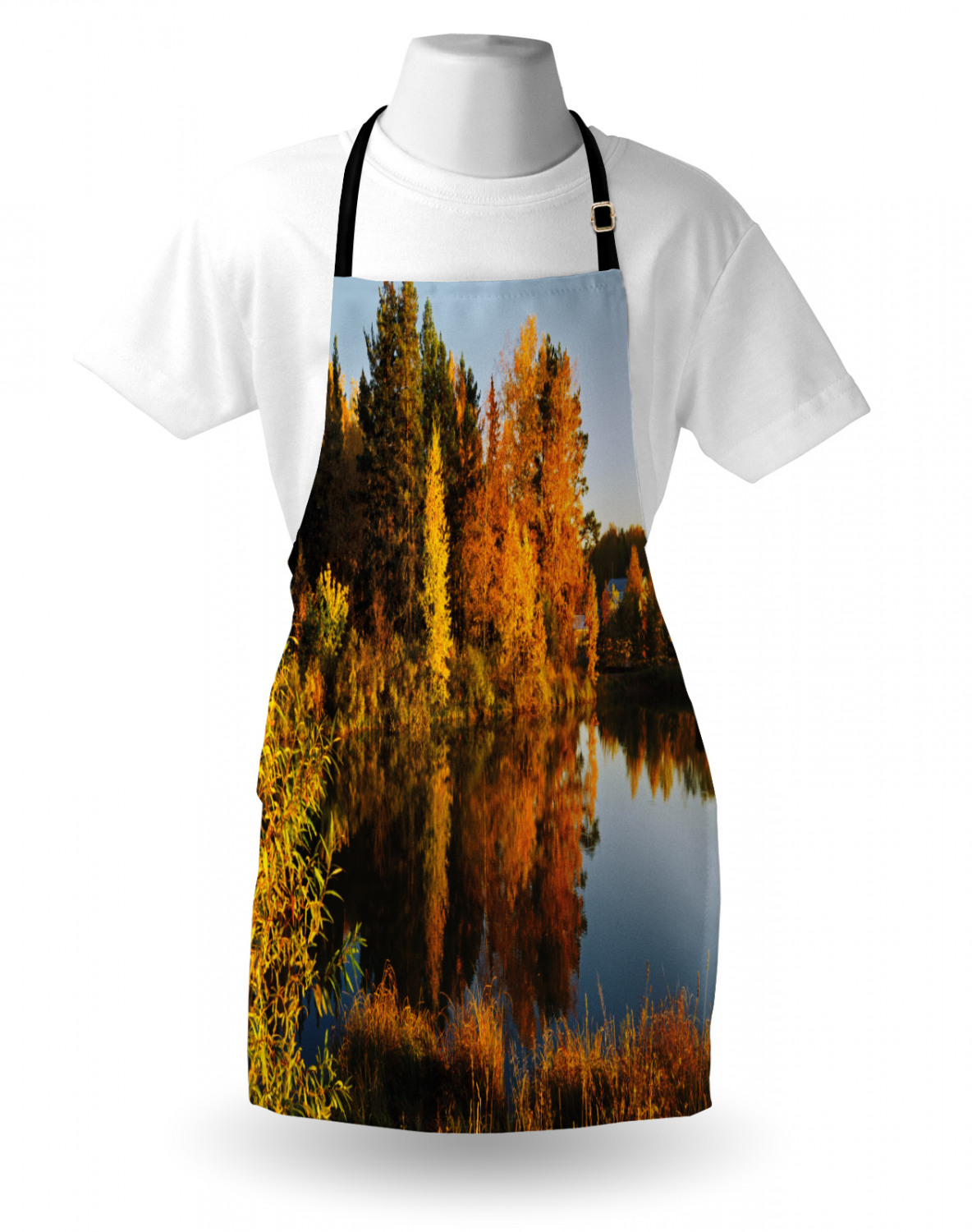 Fall Apron Unisex Kitchen Bib with Adjustable Neck Cooking Ambesonne